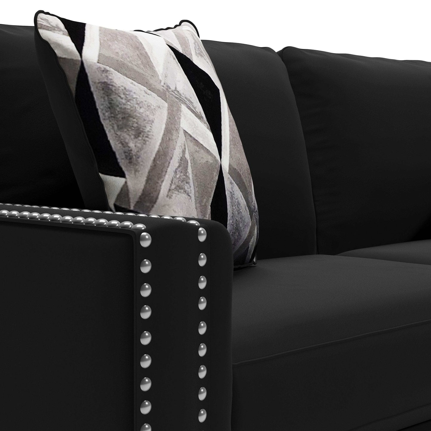 Gleston Onyx Black Velvet Stationary Sofa