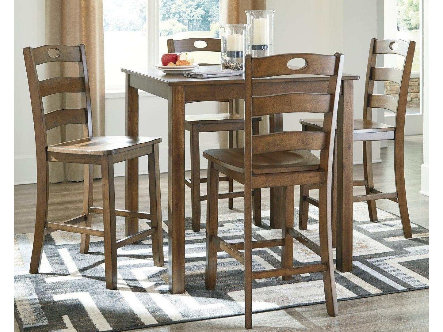 Hazelteen Counter Height Dining Table and Bar Stools (Set of 5)