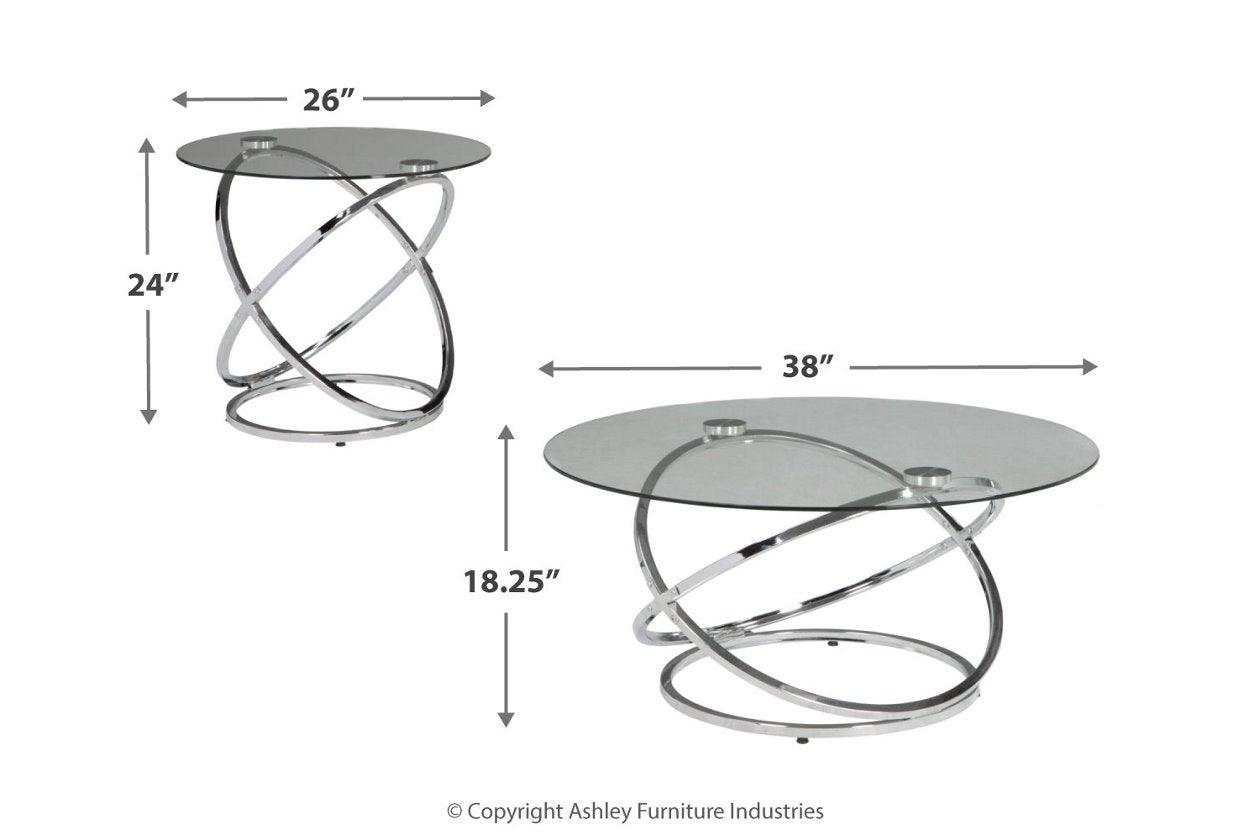 Hollynyx Chrome & Glass Coffee Table Set (3pc)