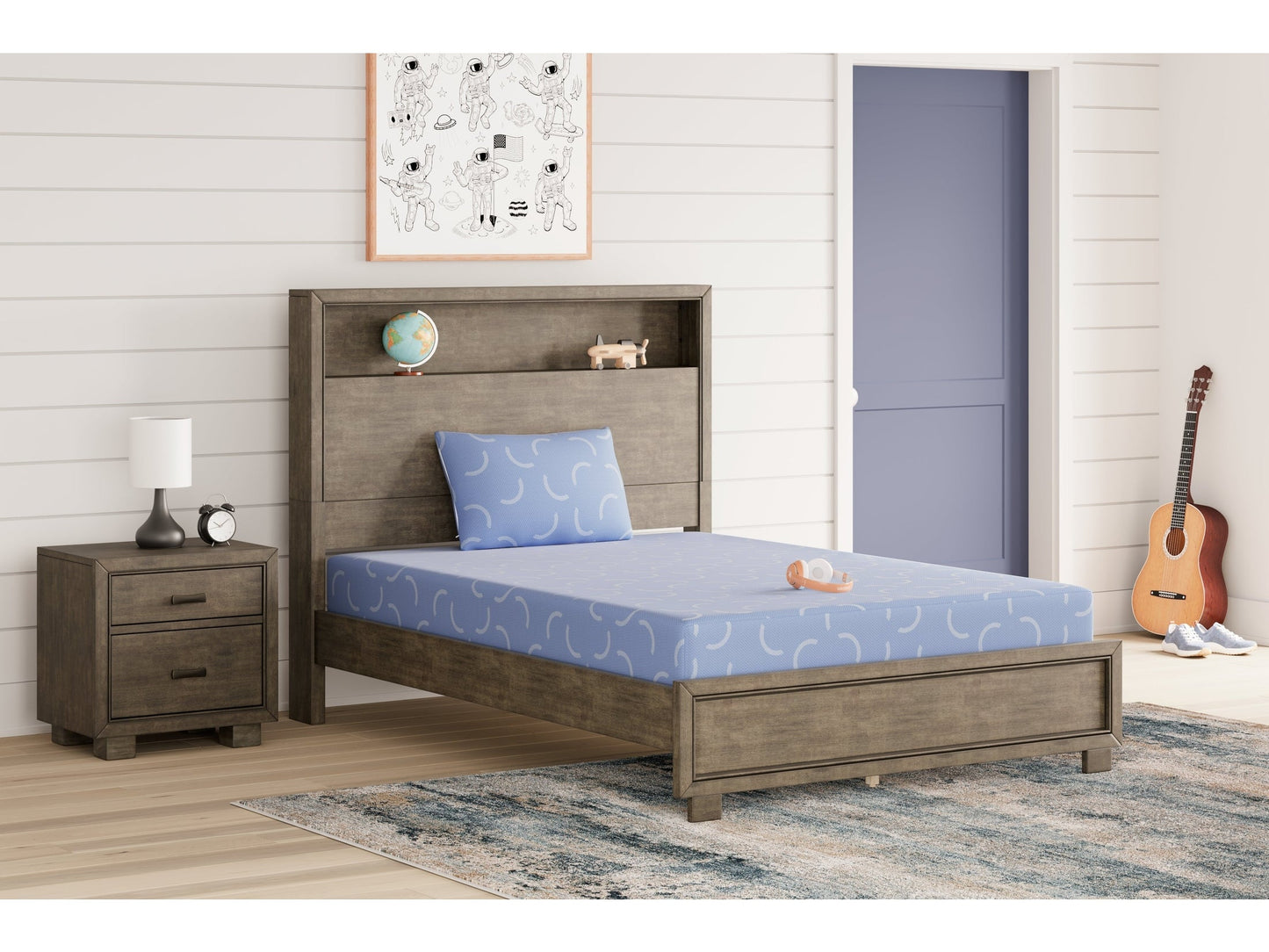 iKidz Ocean Blue Twin Mattress and Pillow- Viva Furn