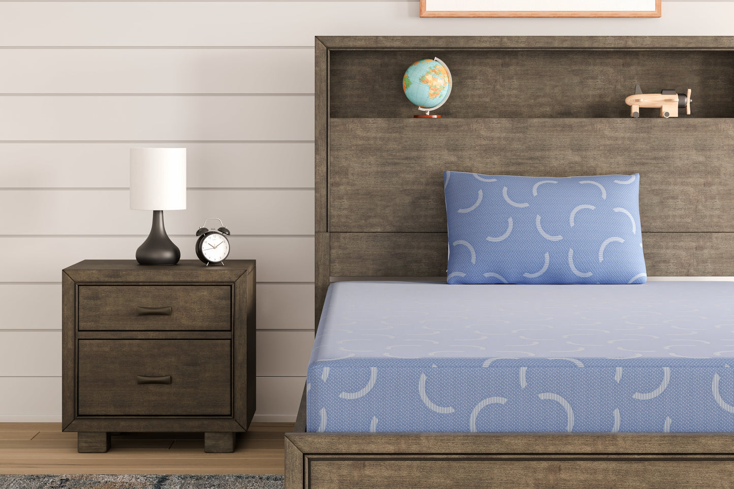 iKidz Ocean Blue Twin Mattress and Pillow- Viva Furn