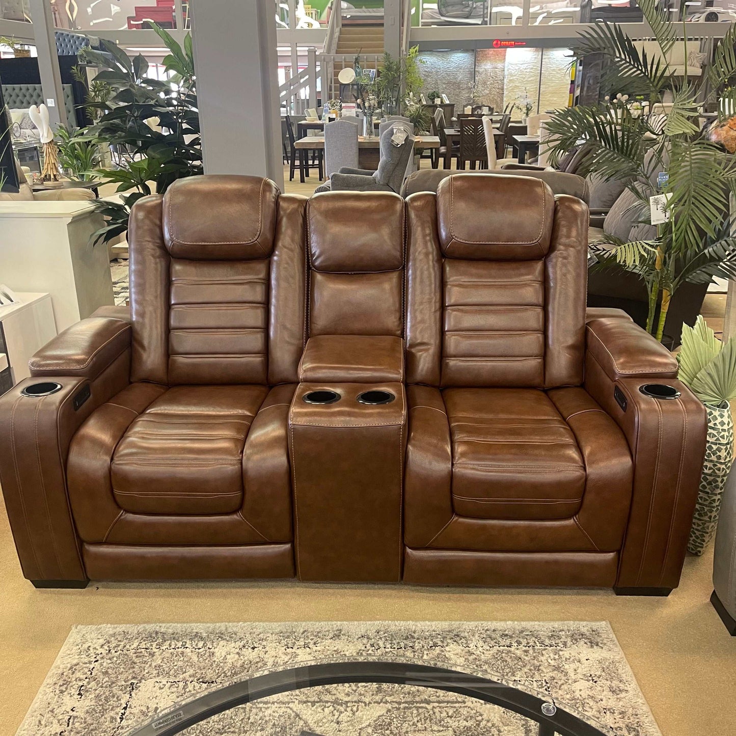 Backtrack Chocolate Power Reclining Loveseat w/ Console