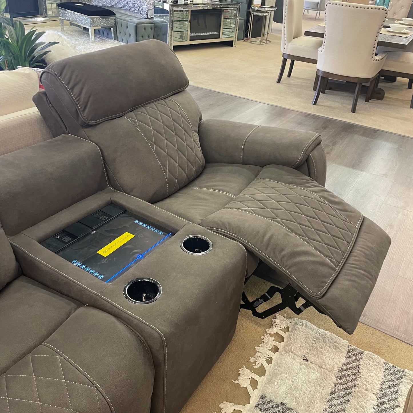 Hoopster Gunmetal 6pc Power Reclining Sectional w/ Touchscreen Console