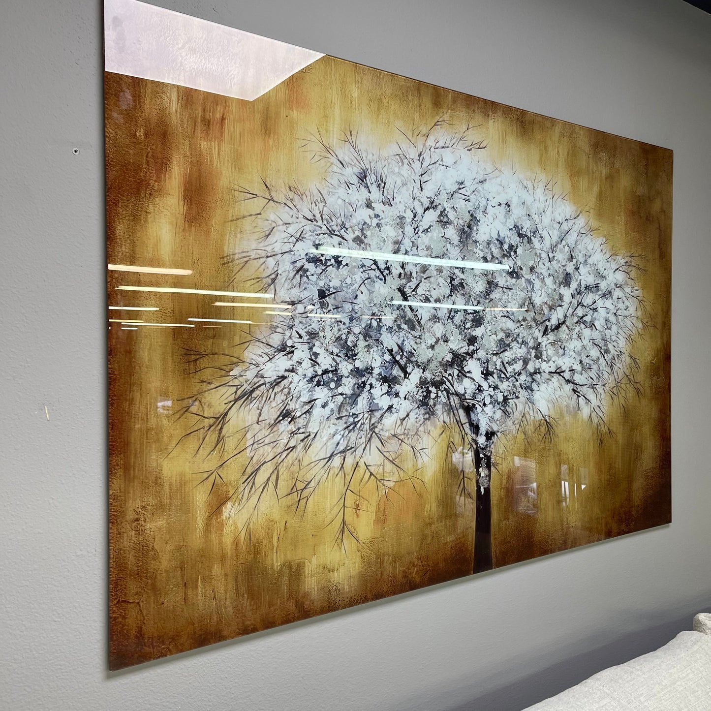 White Tree Tempered Glass w / Foil Wall Art