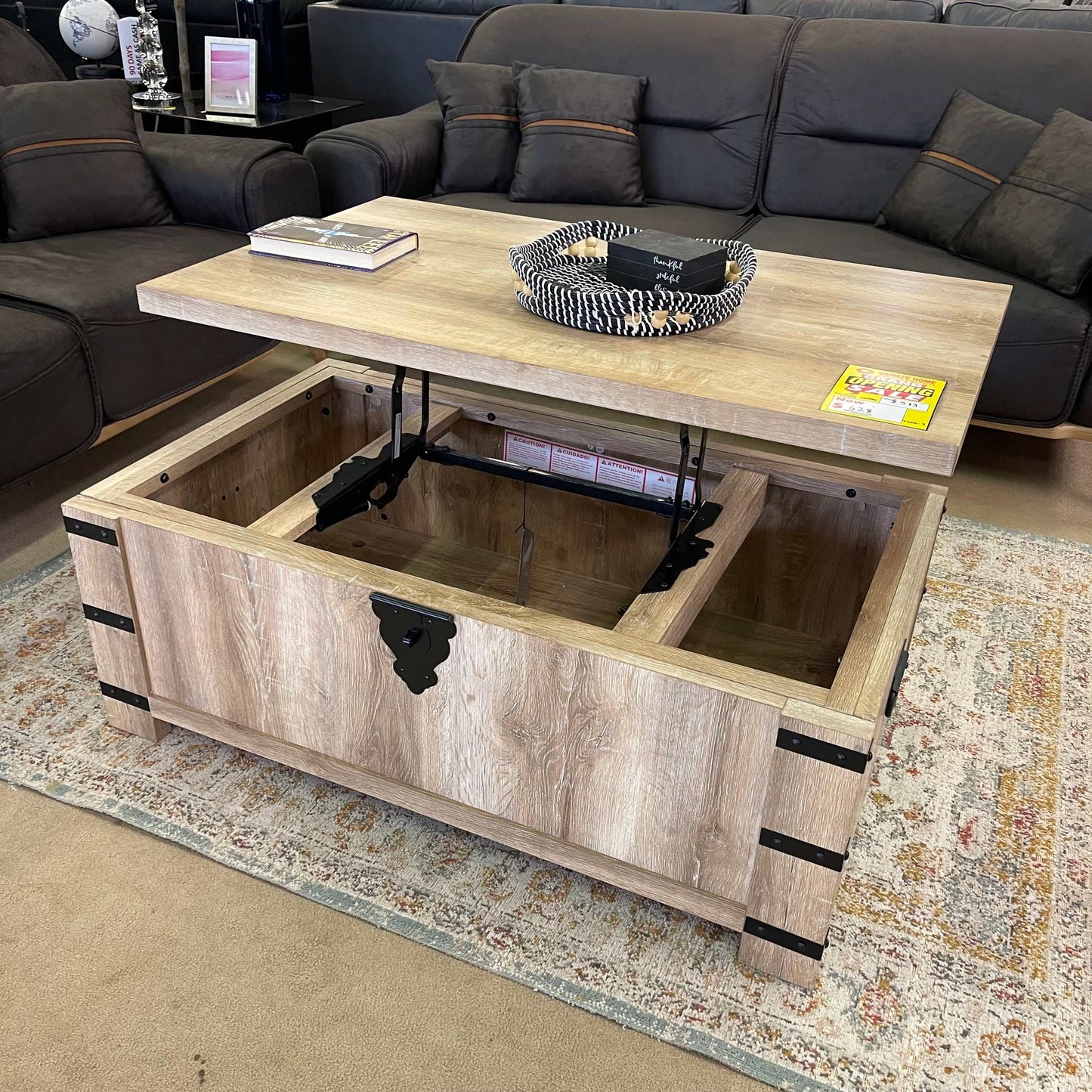 Carynhurst White Wash Gray Lift Top Coffee Table