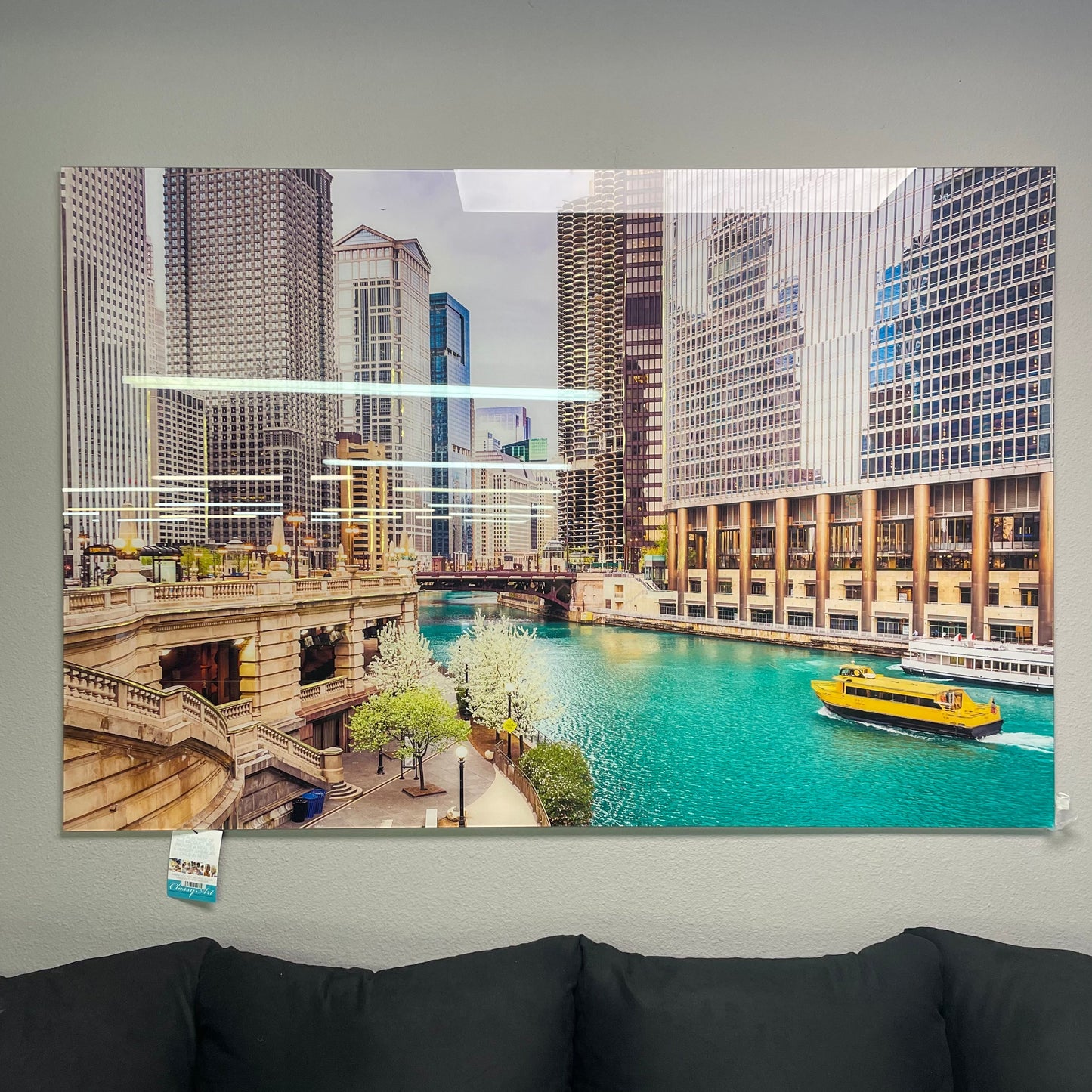 Chicago River Tempered Glass w / Foil Wall Art