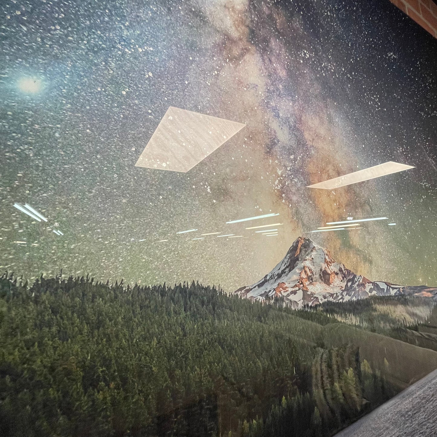 Starry Mountain Tempered Glass w / Foil Wall Art
