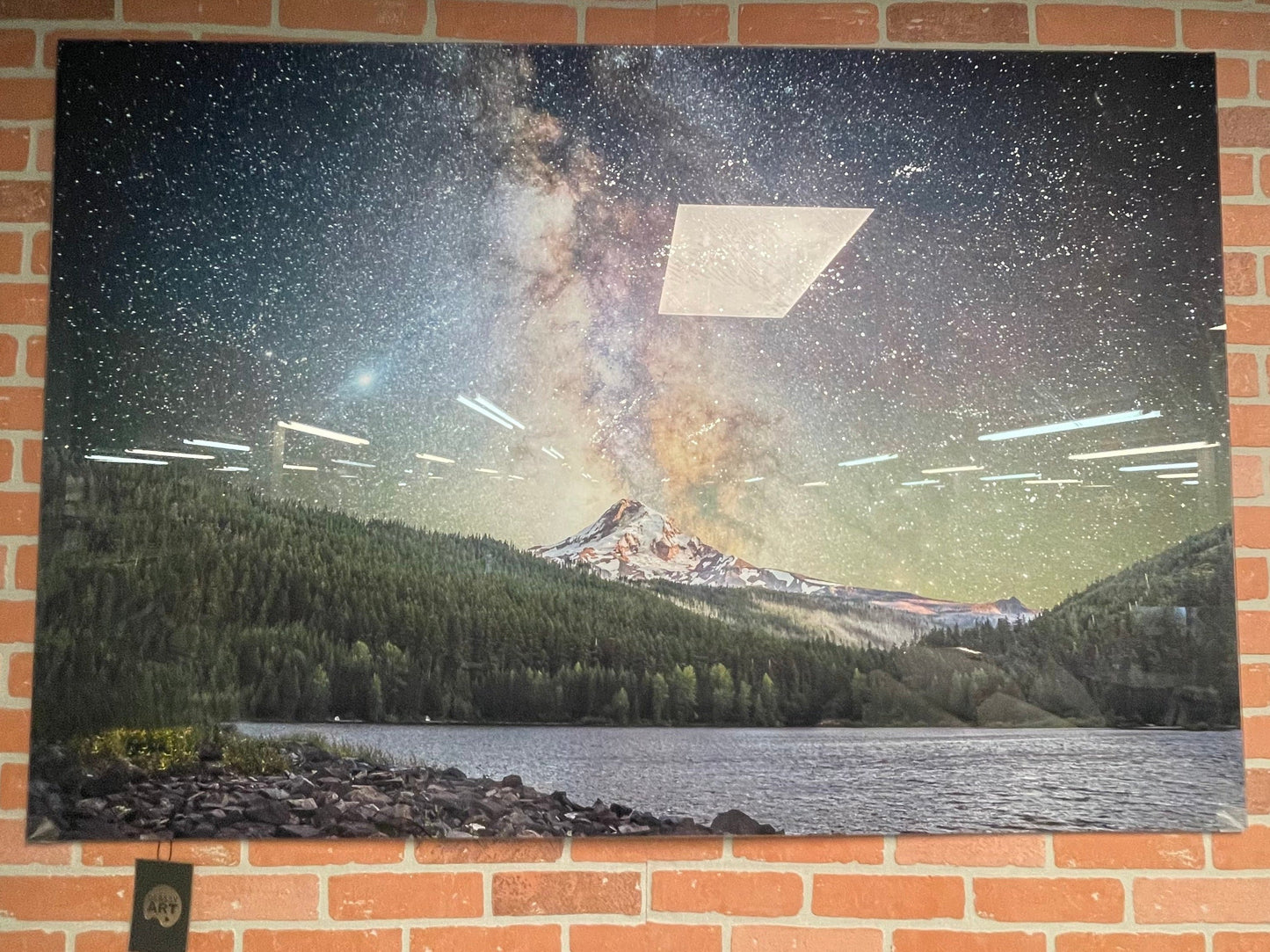Starry Mountain Tempered Glass w / Foil Wall Art