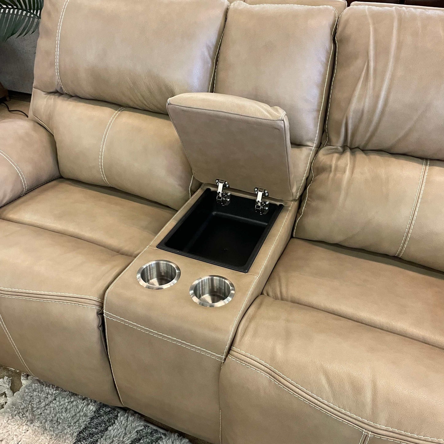 Ricmen Putty Power Reclining Loveseat w/ Console