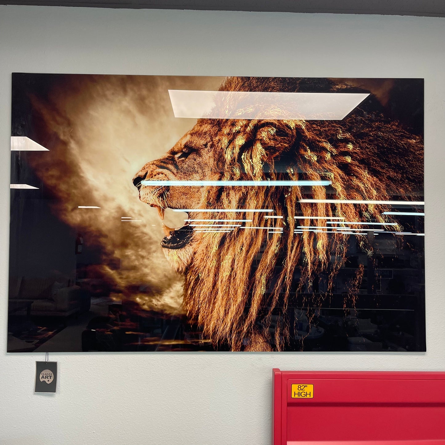 Roaring Tempered Glass w / Foil Wall Art