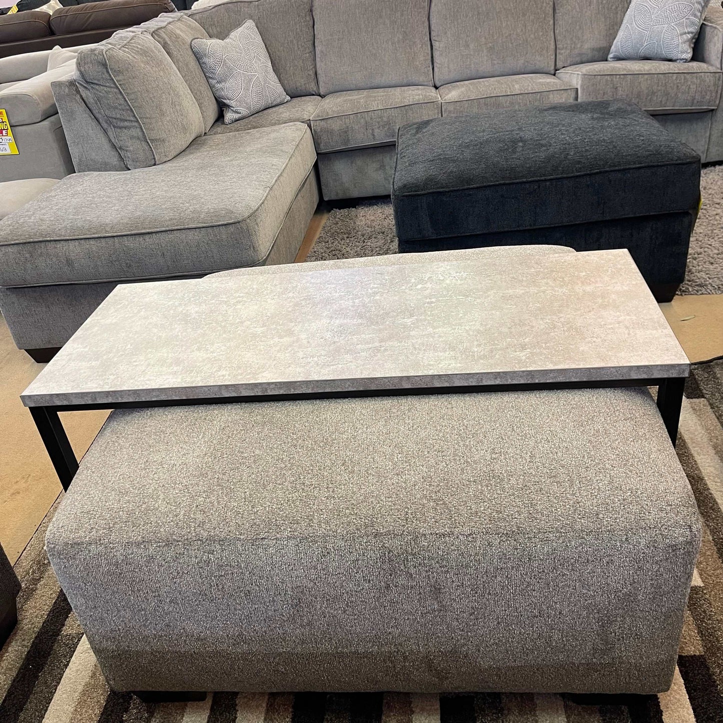 Shybourne Gray & Aged Bronze Over Ottoman Coffee Table