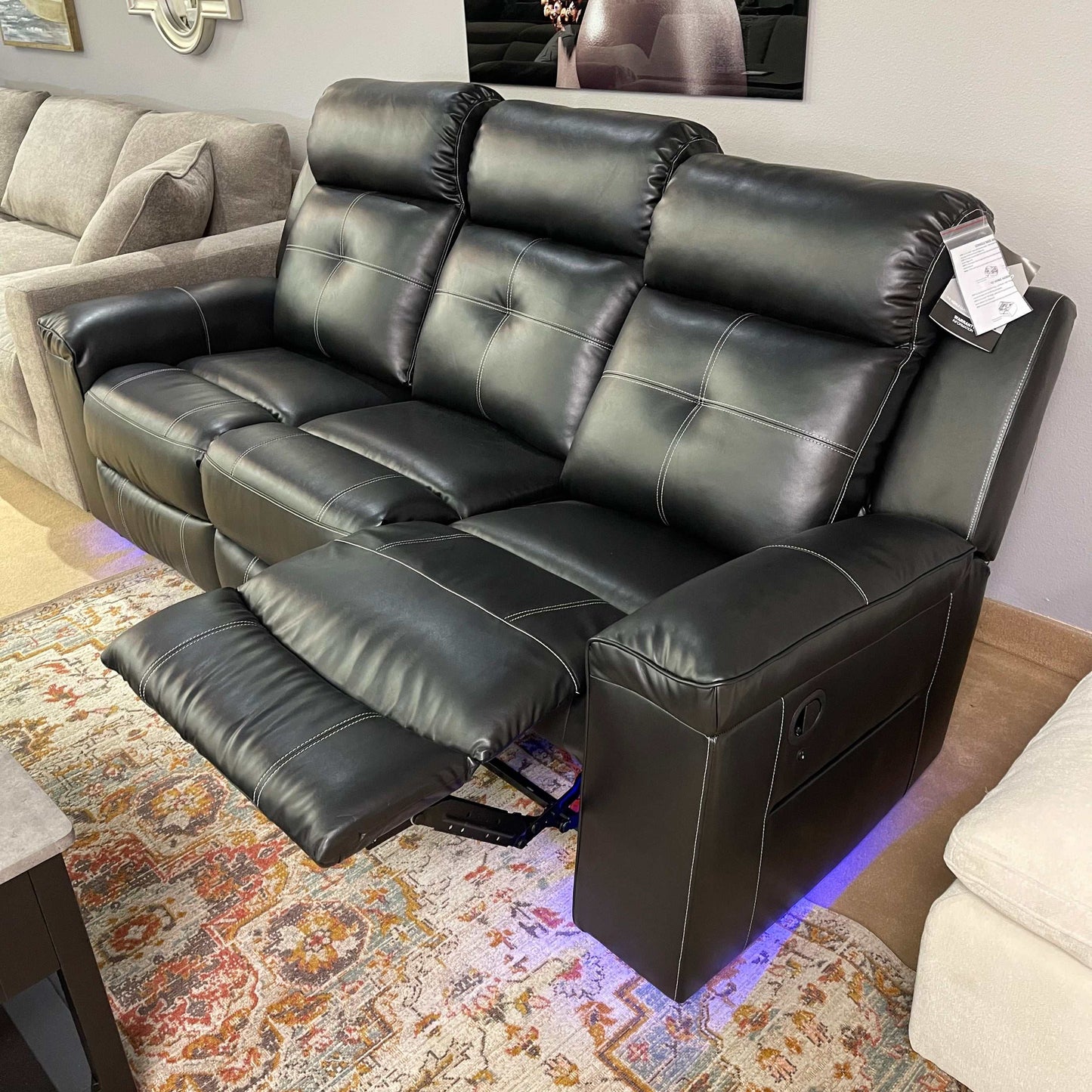 Kempten Black Manual Reclining Sofa