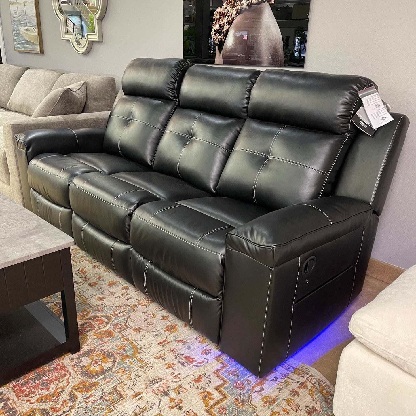 Kempten Black Manual Reclining Sofa