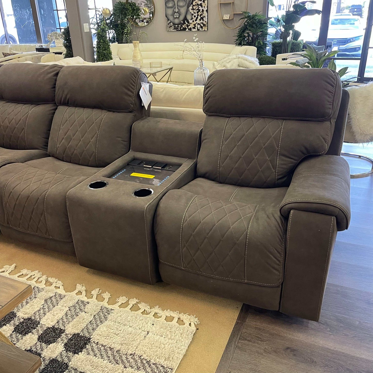 Hoopster Gunmetal 6pc Power Reclining Sectional w/ Touchscreen Console