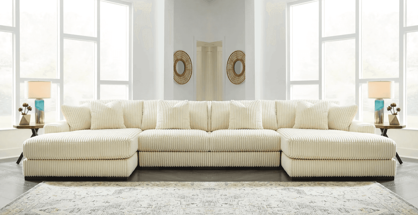 Lindyn Ivory 4pc U Shape Double Chaise Sectional