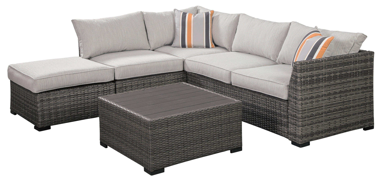 Cherry Point Gray 4pc Outdoor Sectional Set w/ Coffee Table