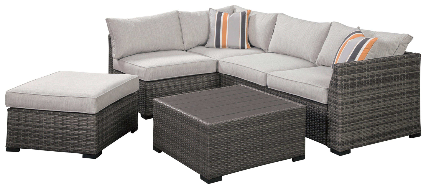 Cherry Point Gray 4pc Outdoor Sectional Set w/ Coffee Table