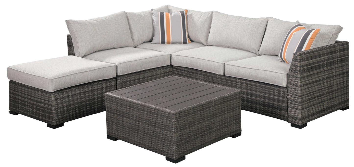 Cherry Point Gray 4pc Outdoor Sectional Set w/ Coffee Table