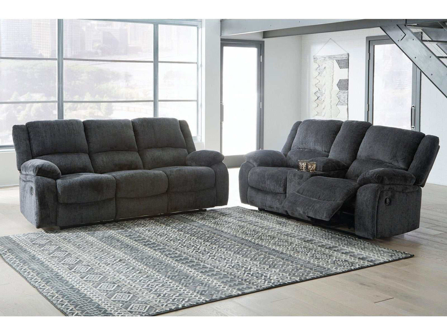 Draycoll Manual Reclining Sofa & Loveseat 2pc Set