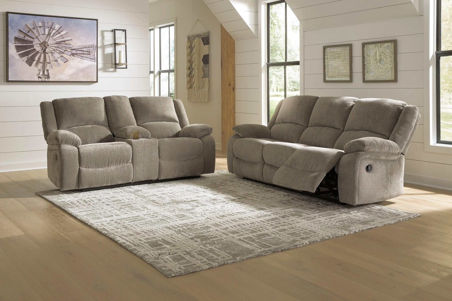 Draycoll Manual Reclining Sofa & Loveseat 2pc Set