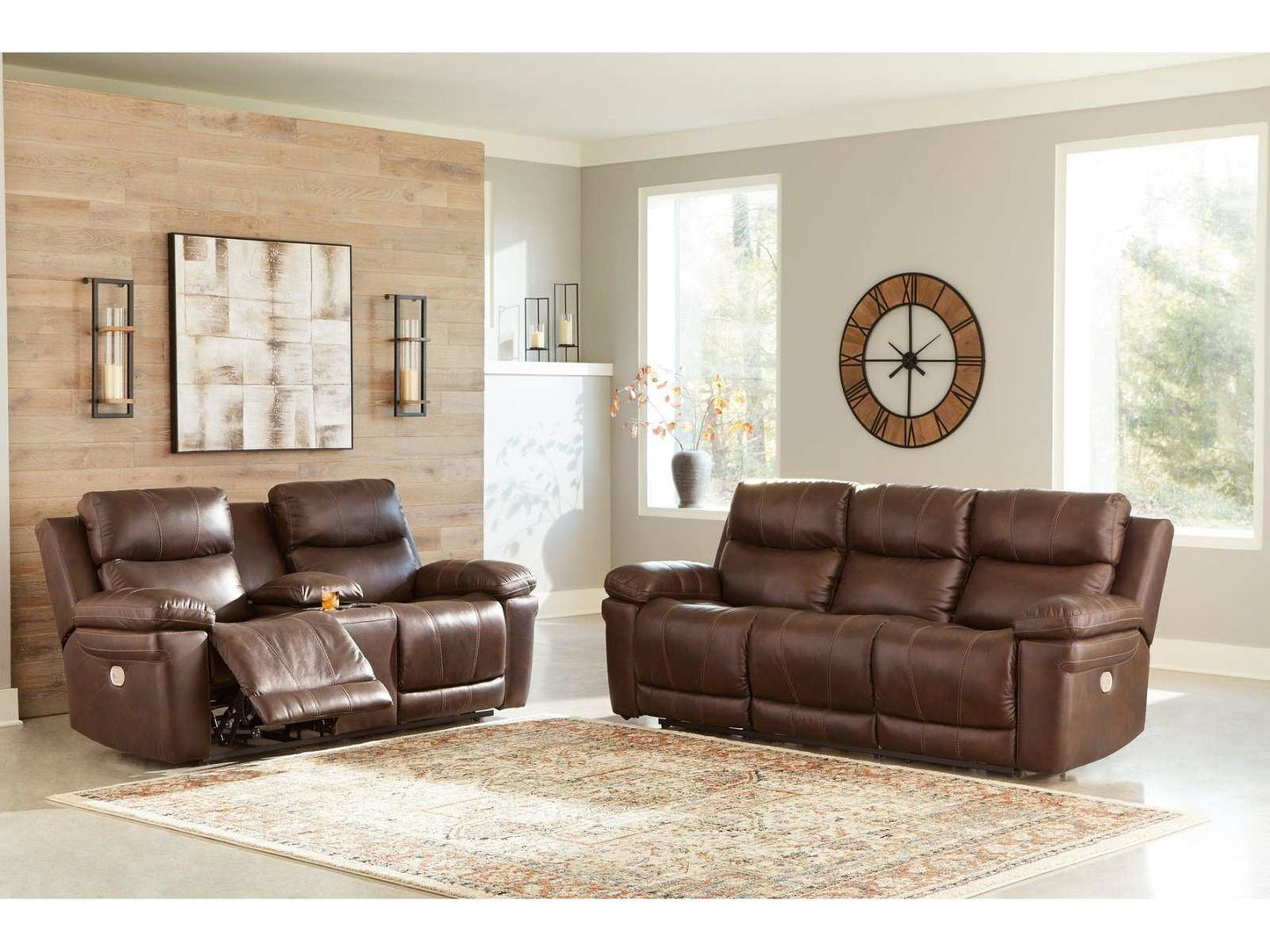 Edmar Chocolate Power Reclining Sofa & Loveseat