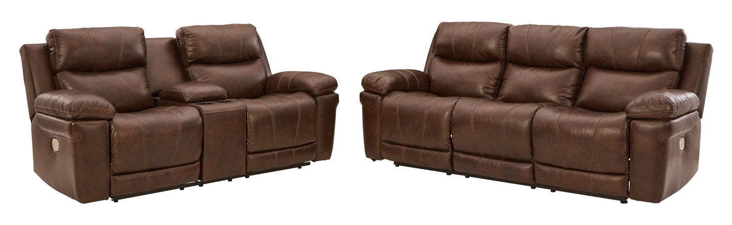 Edmar Chocolate Power Reclining Sofa & Loveseat