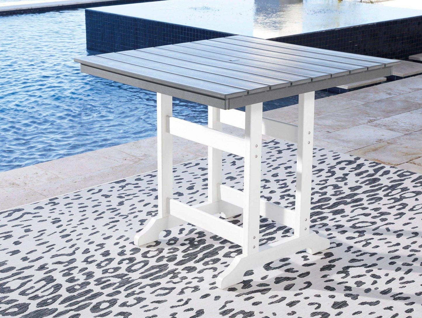 Transville Outdoor Counter Height Dining Table w/ Umbrella Opt.