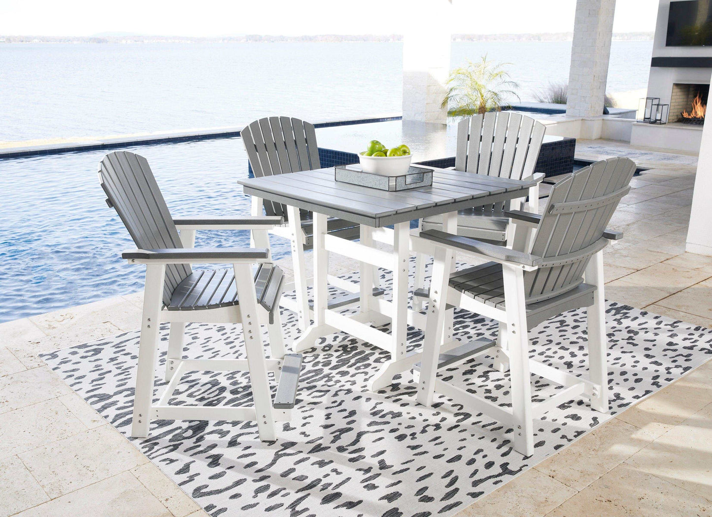 Transville Outdoor Counter Height Dining Table w/ Umbrella Opt.