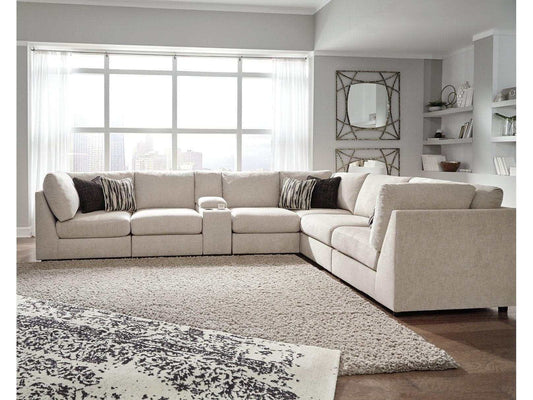 Kellway Bisque 7pc Sectional Sofa w/ Storage Console