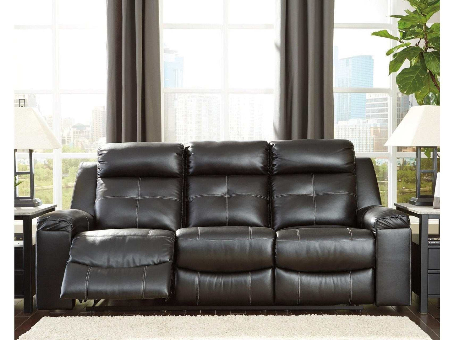 Kempten Black Manual Reclining Sofa