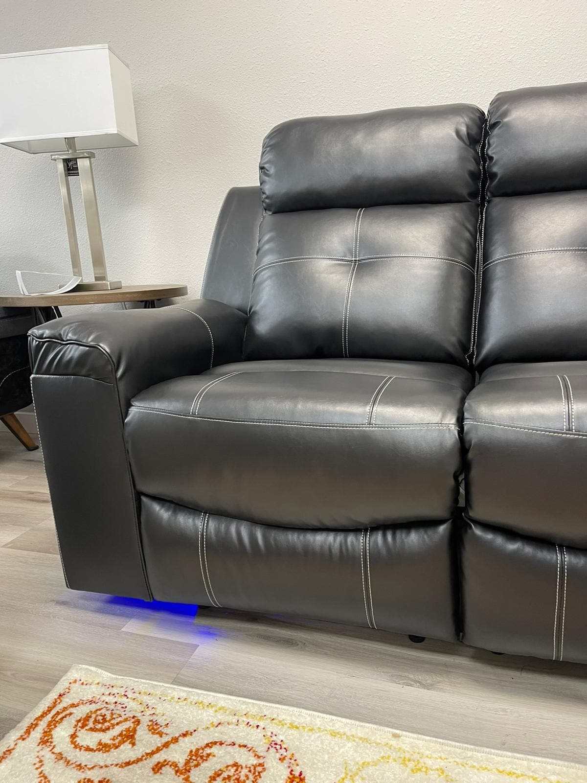 Kempten Black Manual Reclining Sofa