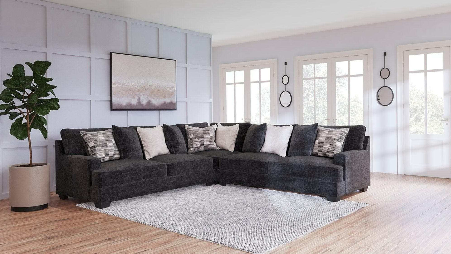 Lavernett Charcoal 3pc Symmetrical Sectional Sofa