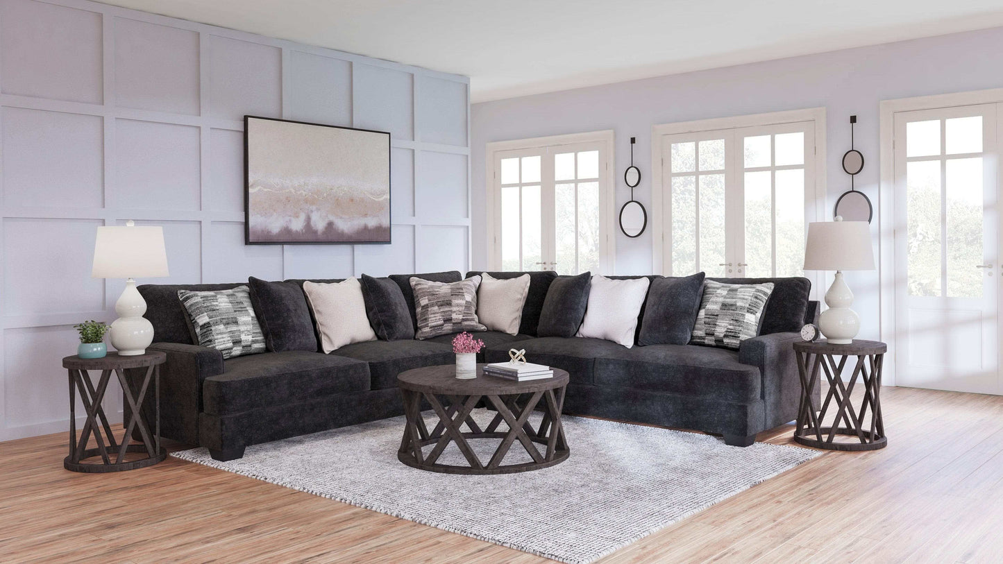 Lavernett Charcoal 3pc Symmetrical Sectional Sofa