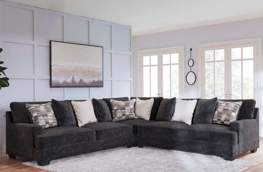 Lavernett Charcoal 3pc Symmetrical Sectional Sofa