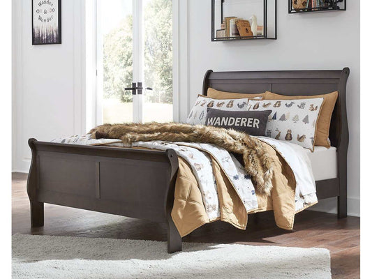 Leewarden Dark Brown Sleigh Bed