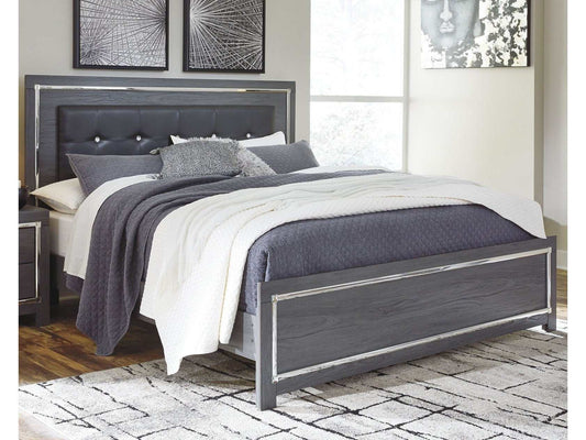 Lodanna Gray King Panel Bed w/ LED