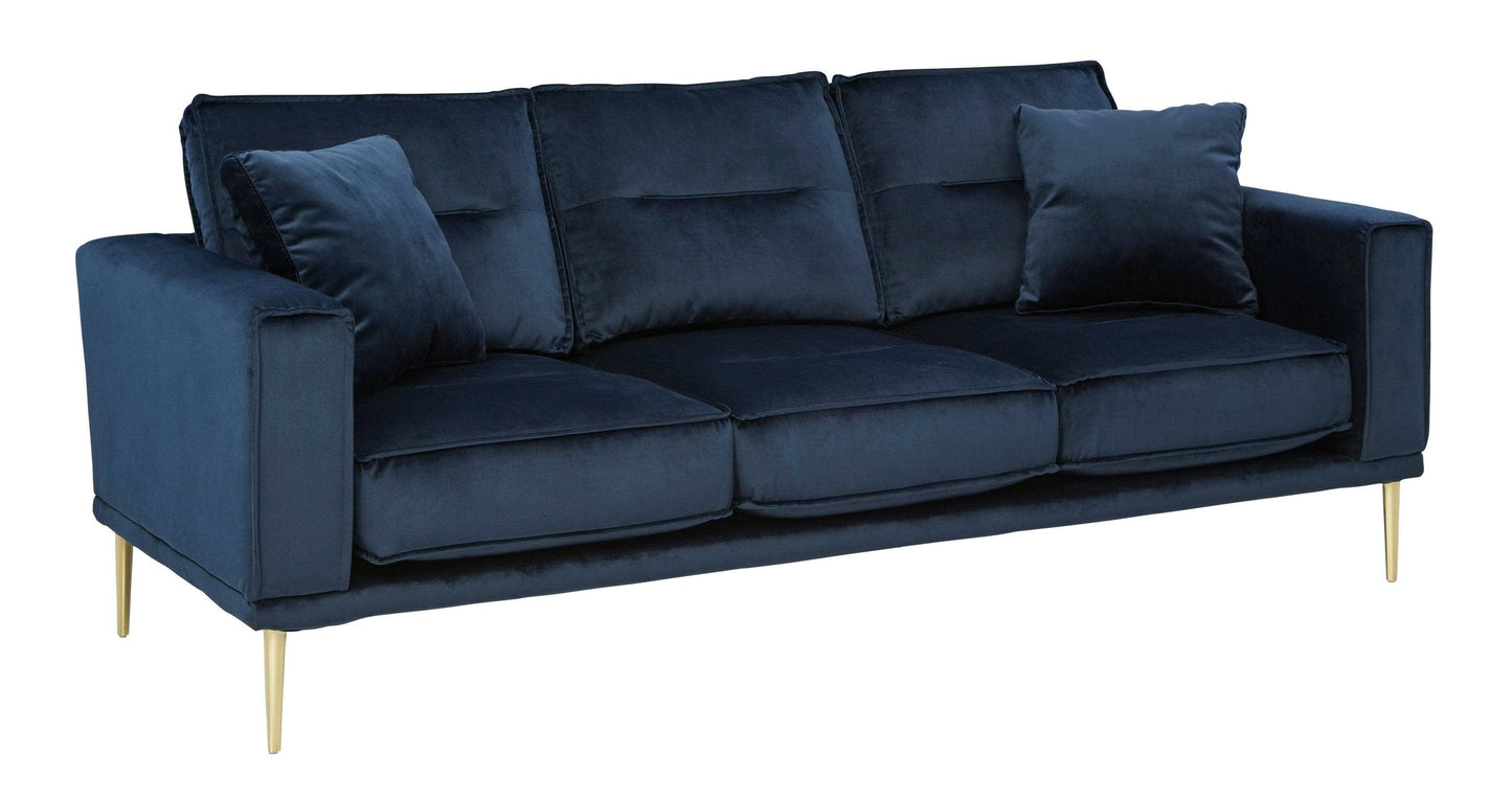 Macleary Navy Velvet Stationary Sofa