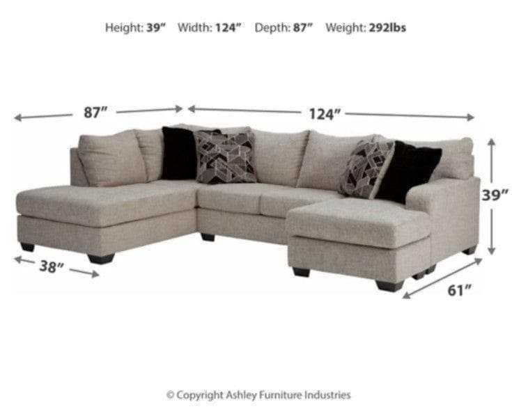 Megginson Storm Gray 2pc Double Chaise Sectional Sofa