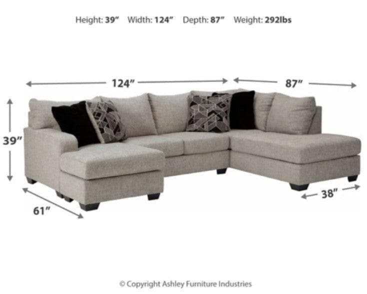 Megginson Storm Gray 2pc Double Chaise Sectional Sofa