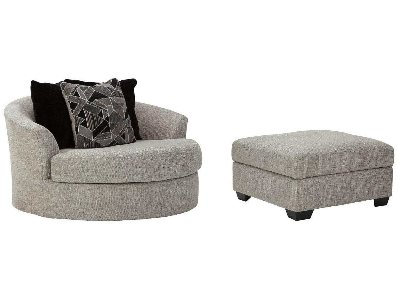 Megginson Storm Gray Swivel Chair & Ottoman Set