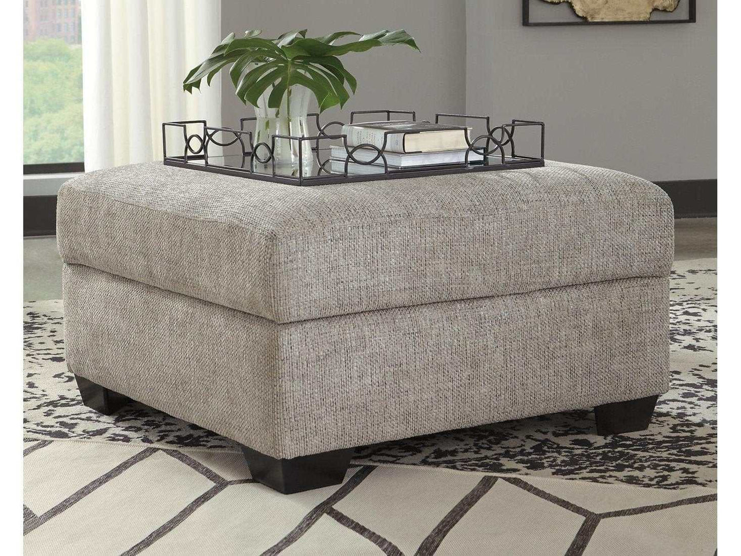 Megginson Storm Gray Ottoman w/ Storage