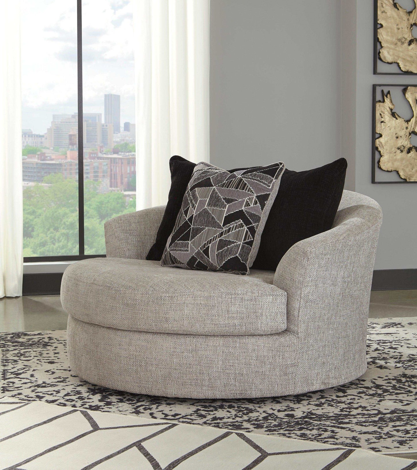 Megginson Storm Gray Oversized Swivel Chair