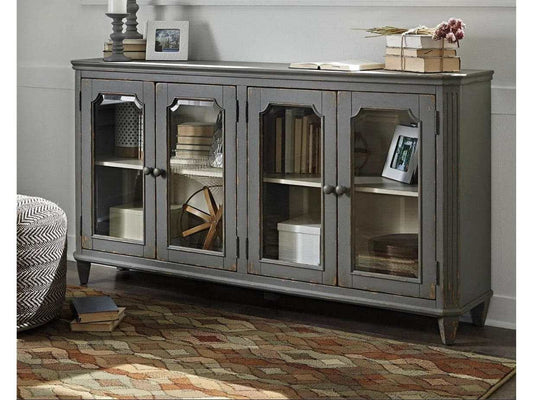 Mirimyn Antique Gray Accent Cabinet w/ 4 Door