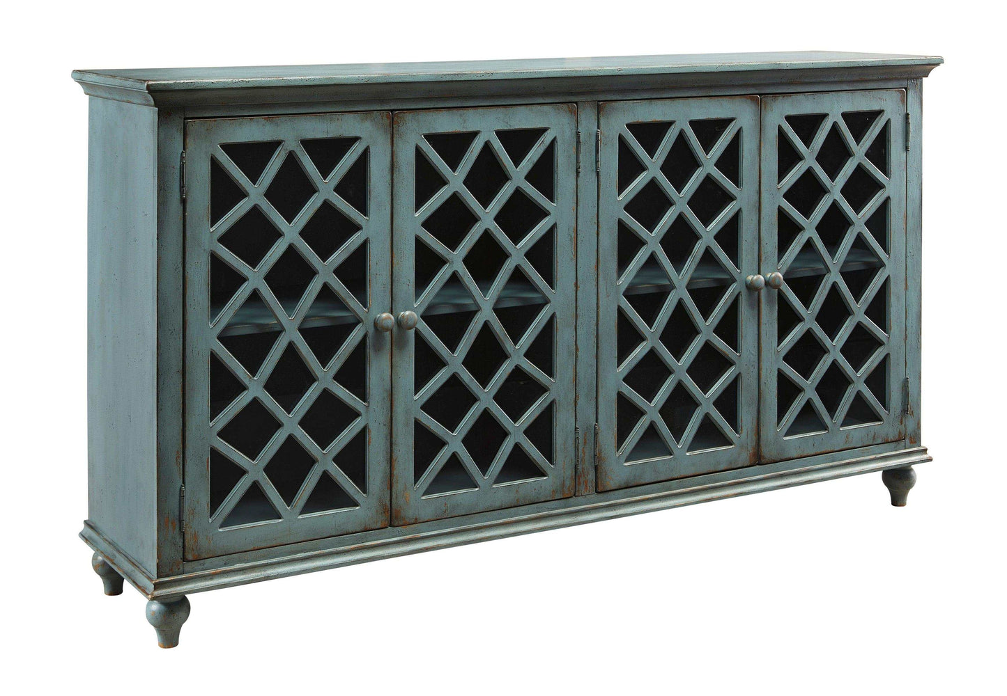 Mirimyn Antique Teal Accent Cabinet w/ 4 Door