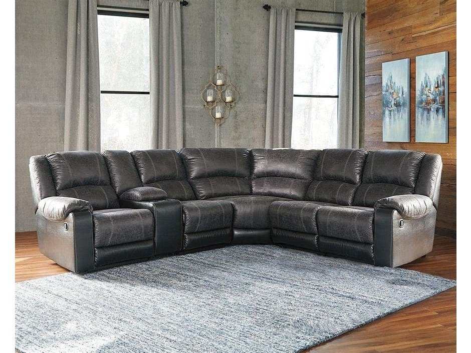 Nantahala Slate 6pc Manual Reclining Sectional w/ Storage Console