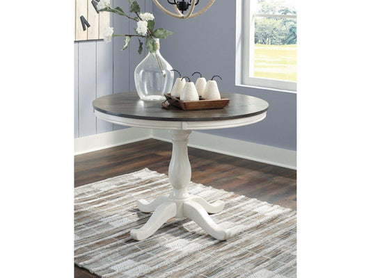 Nelling White & Dark Brown Round Dining Table