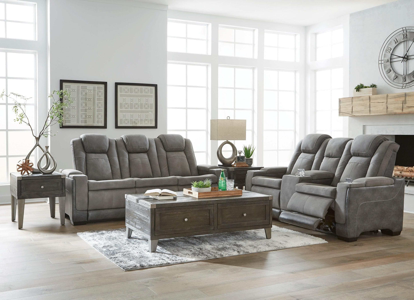 NextGen DuraPella Dual Tone Slate Power Reclining Sofa & Loveseat