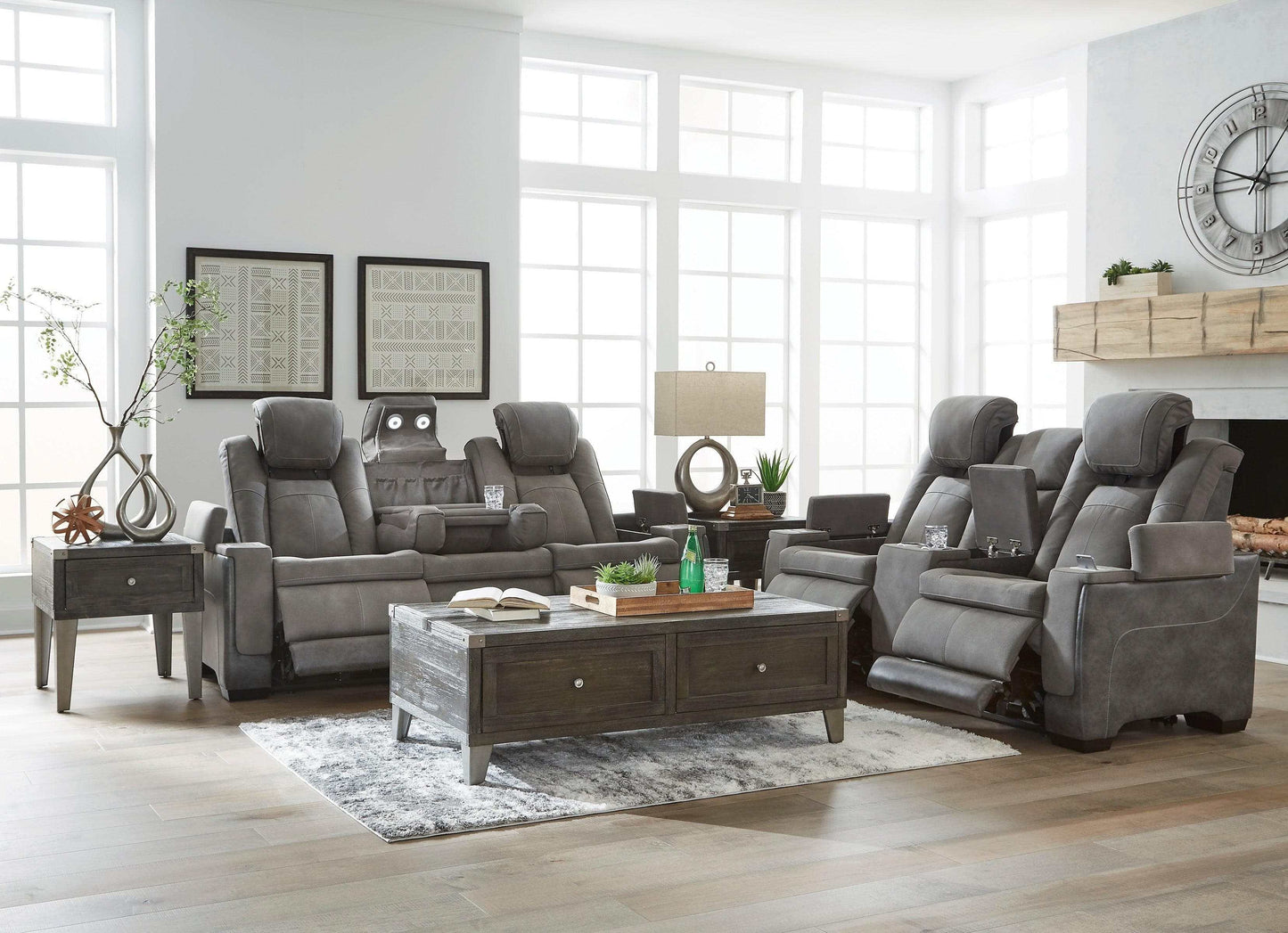 NextGen DuraPella Dual Tone Slate Power Reclining Sofa & Loveseat