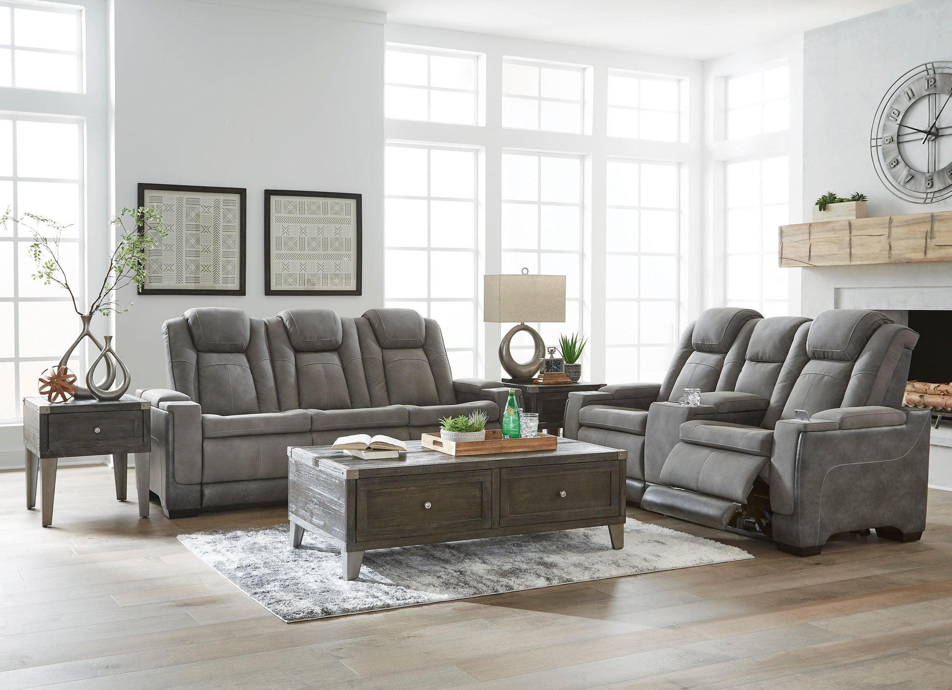 Next-Gen DuraPella - Dual Tone Slate - Power Reclining Sofa - Ornate Home