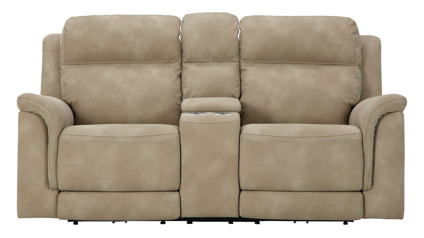 NextGen DuraPella Sand Power Reclining Loveseat w/ Console